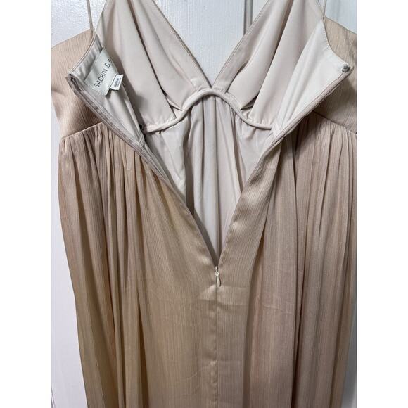 NWT Sachin Babi Champagne Full “Jessica” Maxi Gown Front Slit Size 4 - Picture 9 of 11